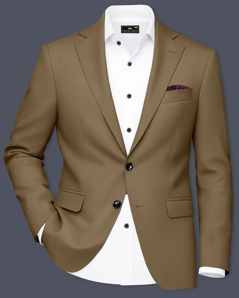 Khaki Brown Single Breasted Blazer 1