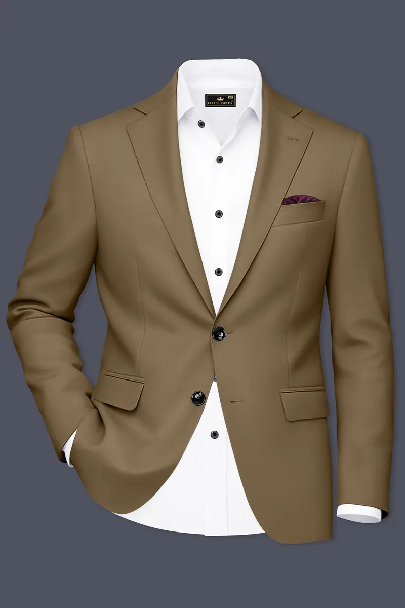 Khaki Brown Single Breasted Blazer 2