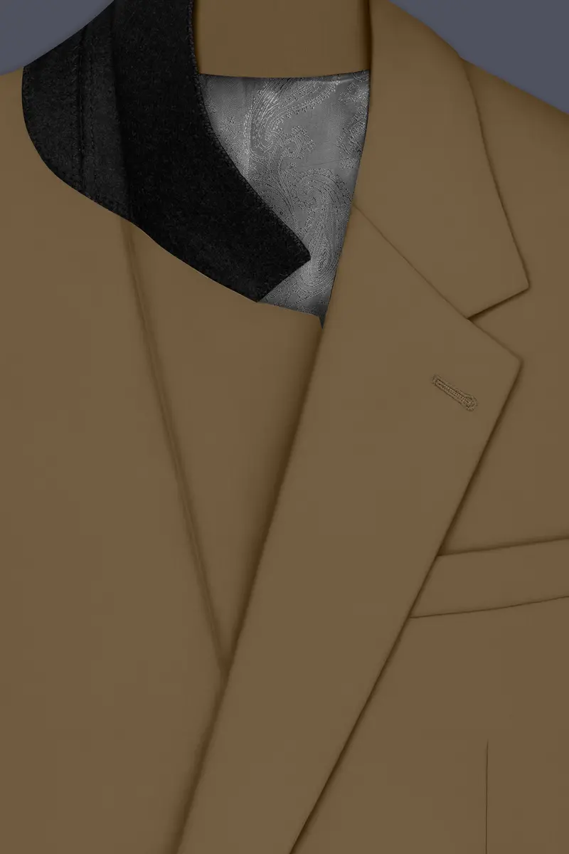 Khaki Brown Single Breasted Blazer 4