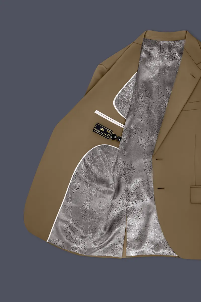 Khaki Brown Single Breasted Blazer 5