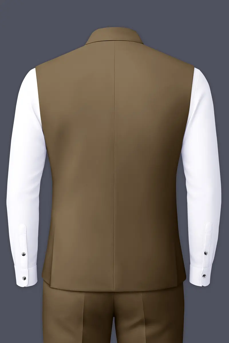 Khaki Brown Textured Nehru Jacket 4