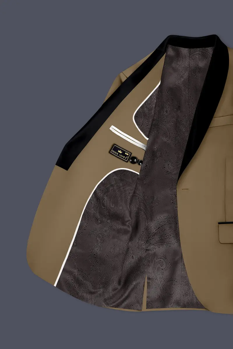 Khaki Brown Tuxedo Blazer 5