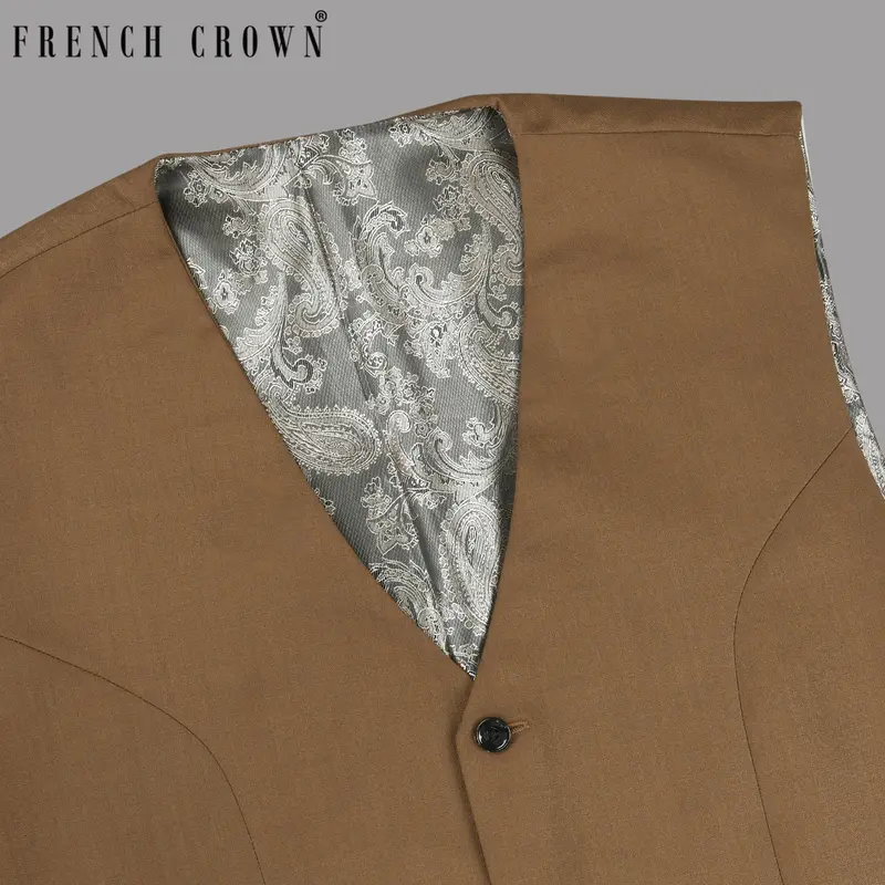 Khaki Wool Rich Waistcoat 1