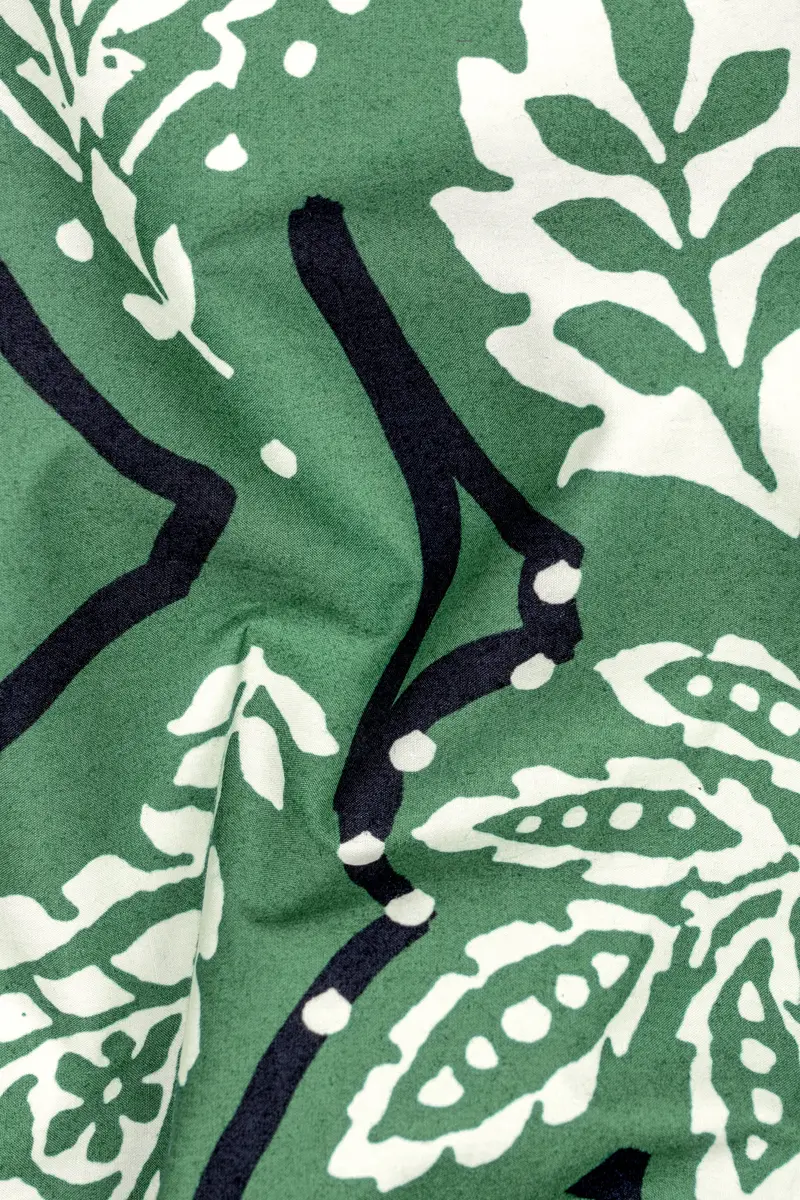 Killarney Green Leaves Printed Poplin Giza Cotton Shirt 3