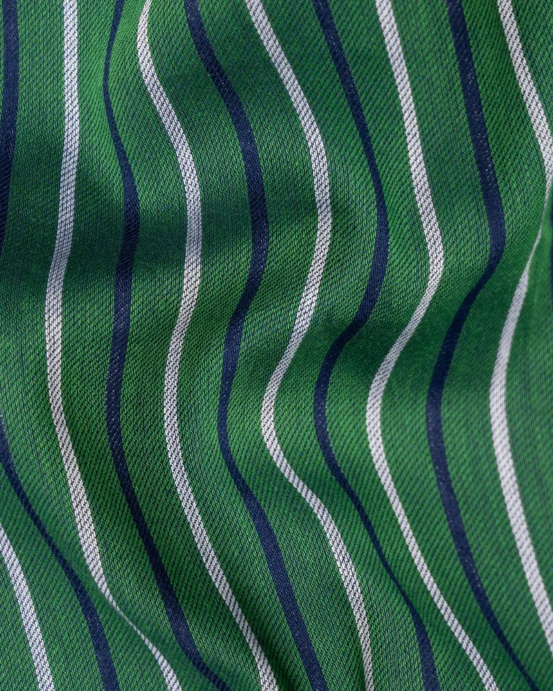 Killarney Green Twill Striped Premium Cotton Shirt 2