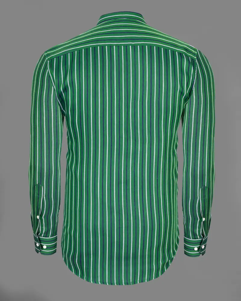 Killarney Green Twill Striped Premium Cotton Shirt 6