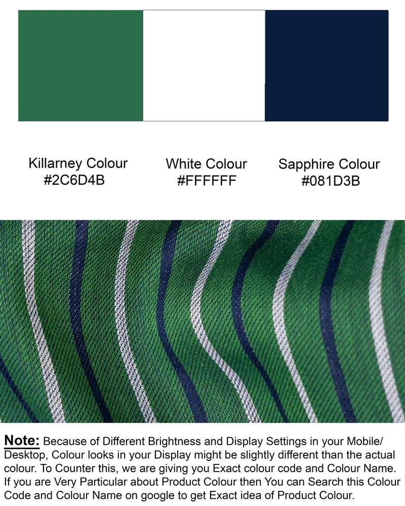 Killarney Green Twill Striped Premium Cotton Shirt 8