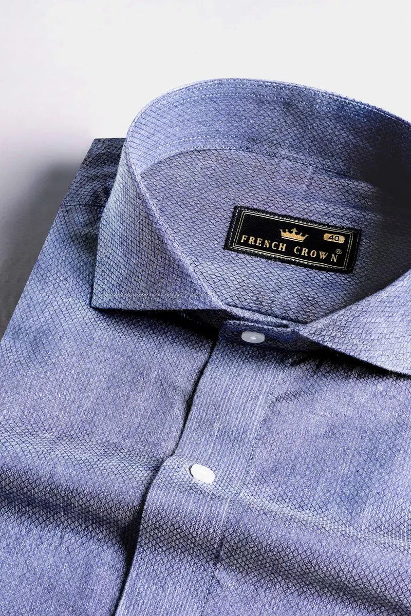 Kimberly Blue Dobby Textured Premium Giza Cotton Shirt 1