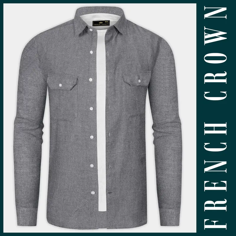 Koala Gray Textured Flannel Premium Cotton Overshirt/Shacket 1