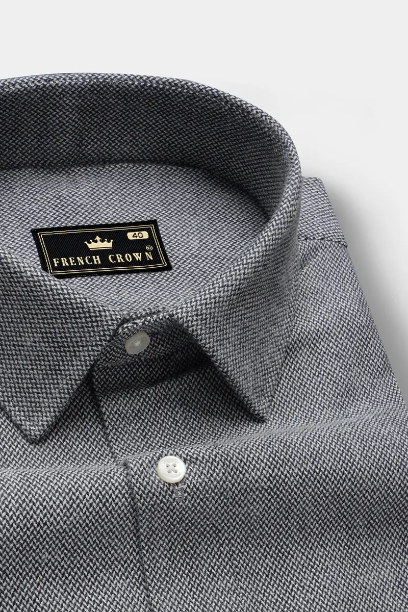 Koala Gray Textured Flannel Premium Cotton Overshirt/Shacket 4