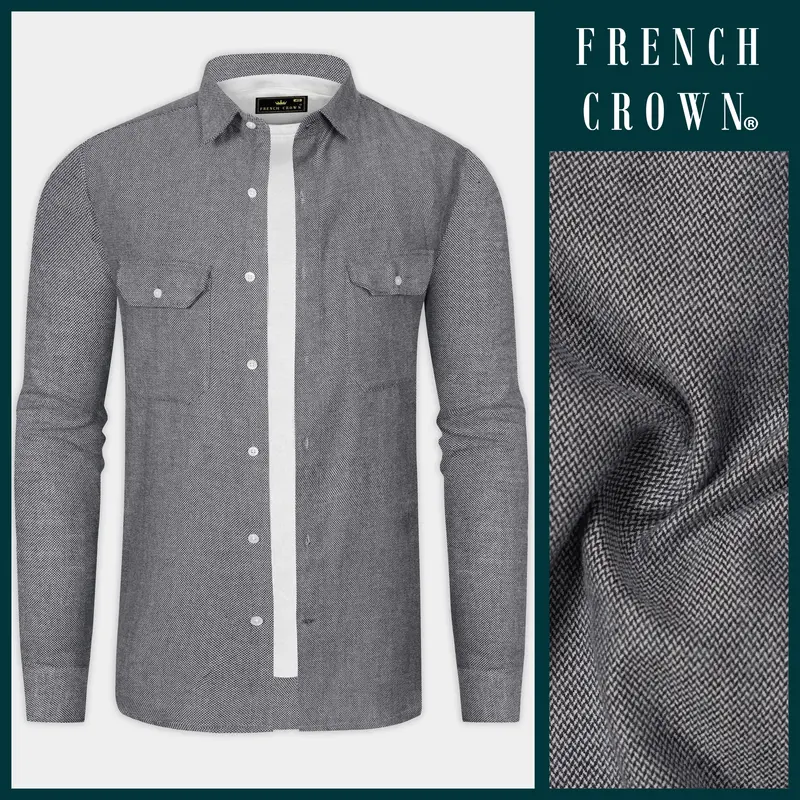 Koala Gray Textured Flannel Premium Cotton Overshirt/Shacket 9
