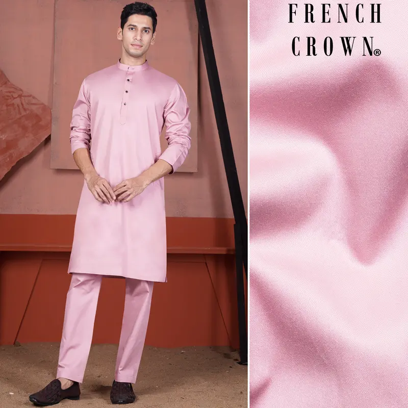 Kobi Pink Subtle Sheen Super Soft Premium Cotton Kurta Set 1