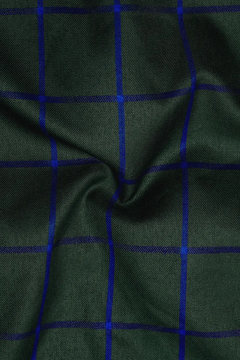 Kombu Green Checkered Wool Rich Waistcoat 3