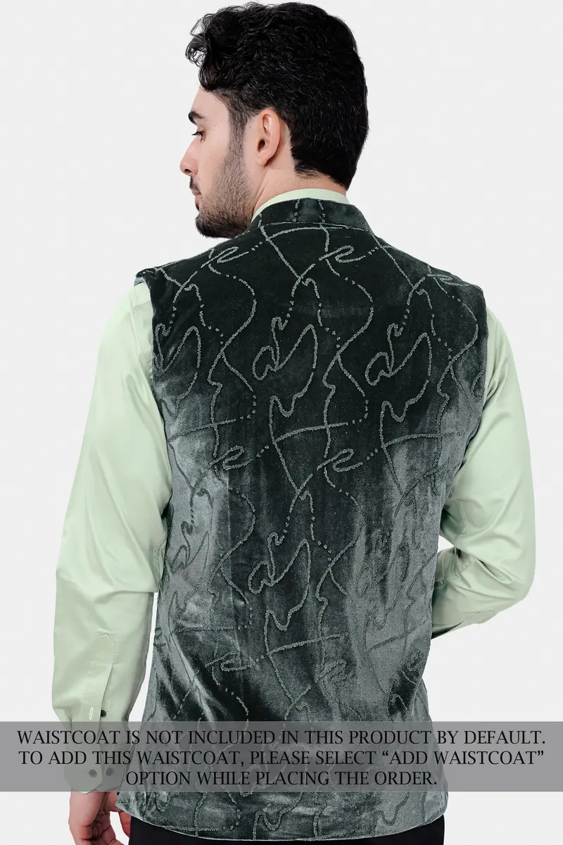 Kombu Green Stonework Velvet Designer Suit 7