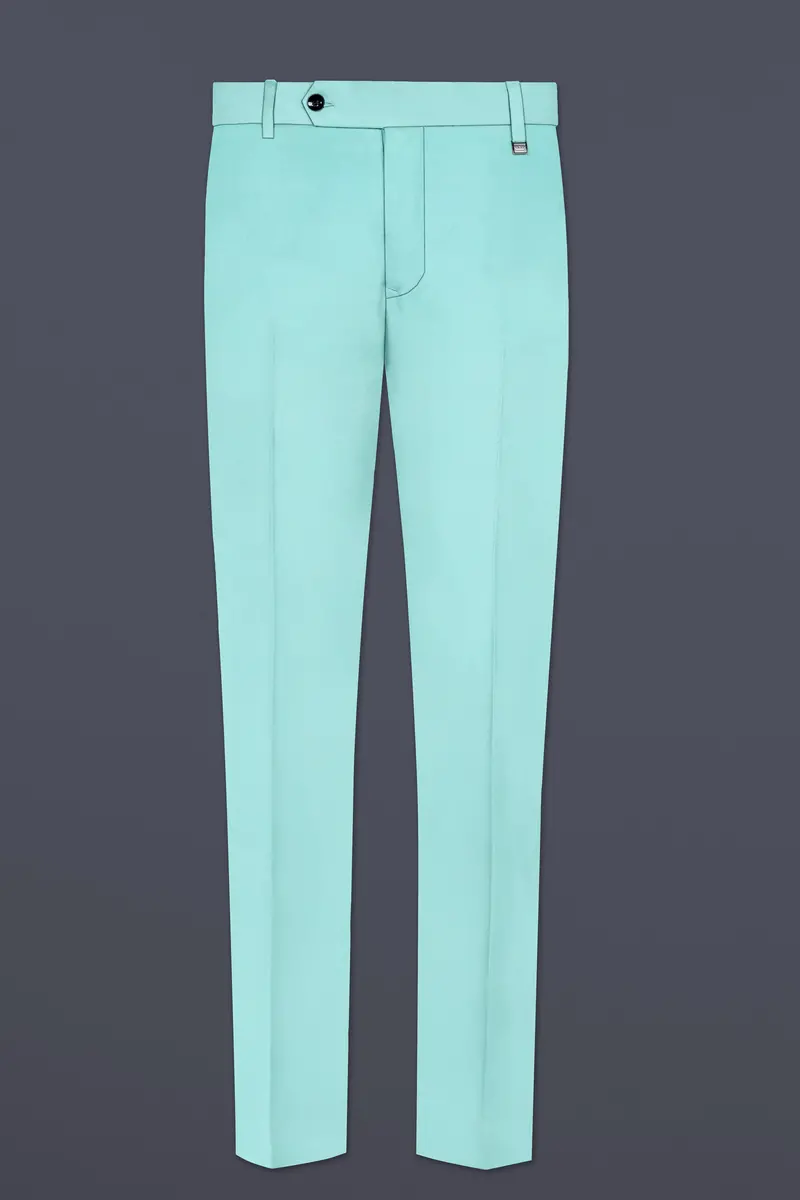 Korean Sinbad Blue Solid Wool Blend Stretchable Waistband Pant 2