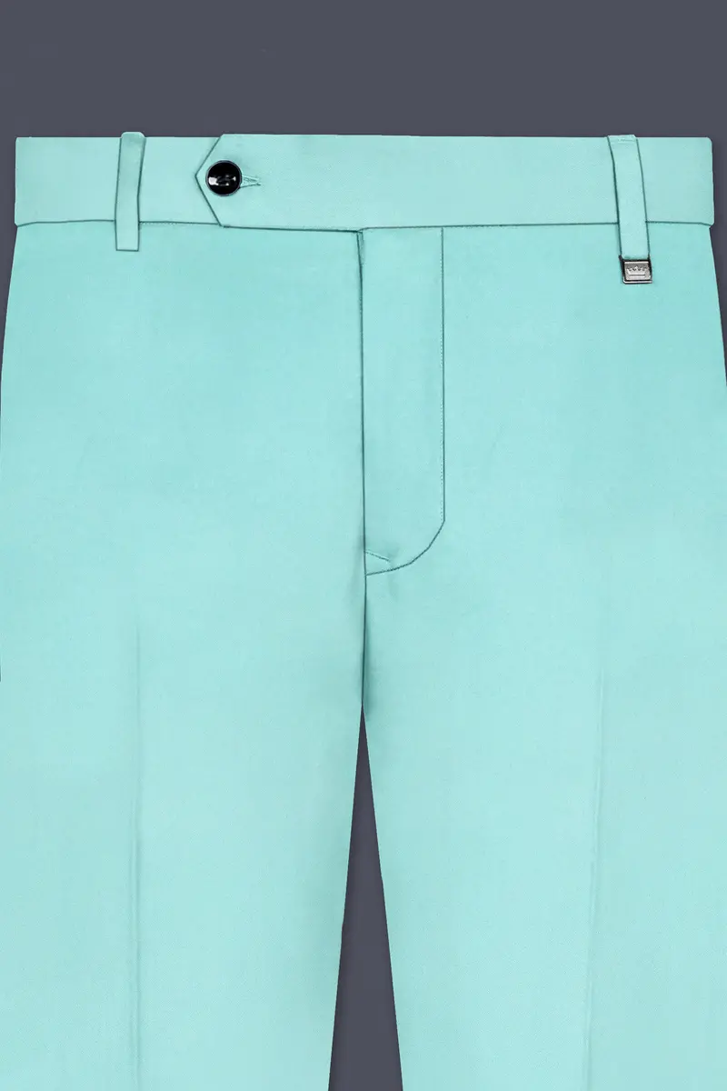 Korean Sinbad Blue Solid Wool Blend Stretchable Waistband Pant 4