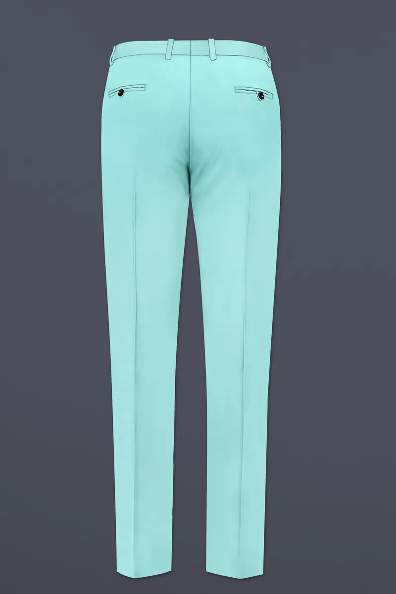 Korean Sinbad Blue Solid Wool Blend Stretchable Waistband Pant 5