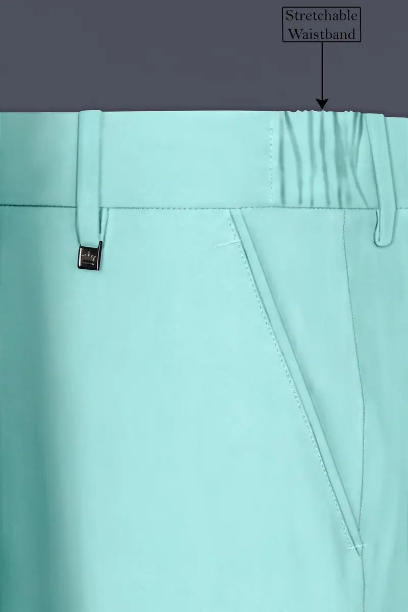 Korean Sinbad Blue Solid Wool Blend Stretchable Waistband Pant 6