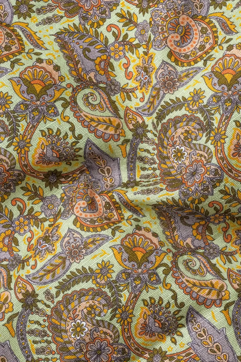 Kumera Brown And Thistle Green Printed Luxurious Linen Kurta Shirt 3