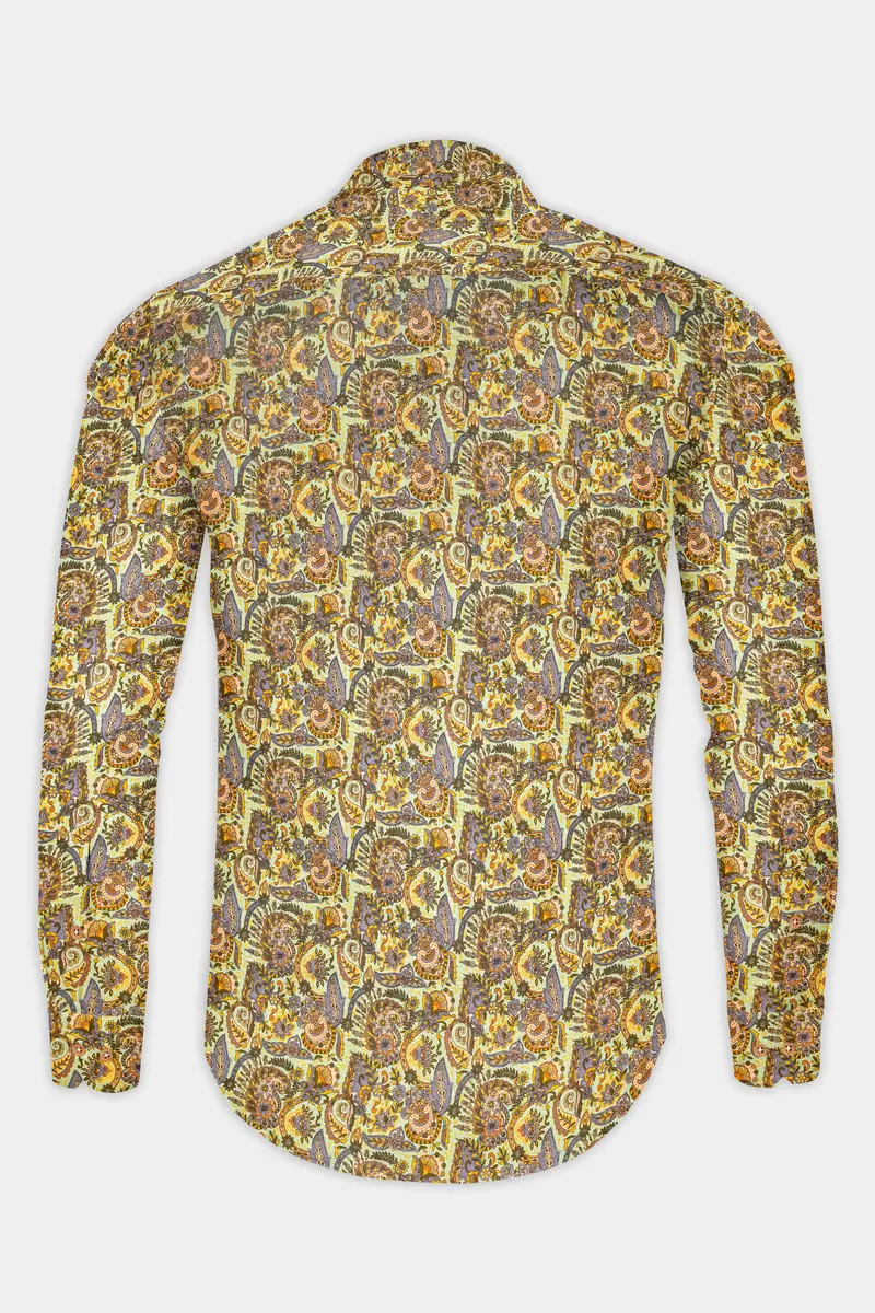 Kumera Brown And Thistle Green Printed Luxurious Linen Kurta Shirt 6
