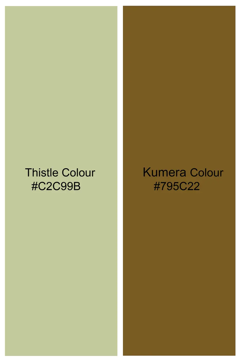 Kumera Brown And Thistle Green Printed Luxurious Linen Kurta Shirt 8
