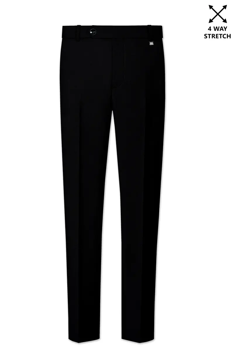 Kuro-Japanese Black 4-Way Stretch Wrinkle-Free Wool Rich Cross Placket Bandhgala Suit 12