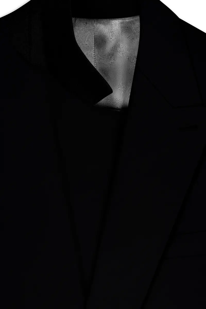 Kuro-Japanese Black 4-Way Stretch Wrinkle-Free Wool Rich Double Breasted Blazer 4