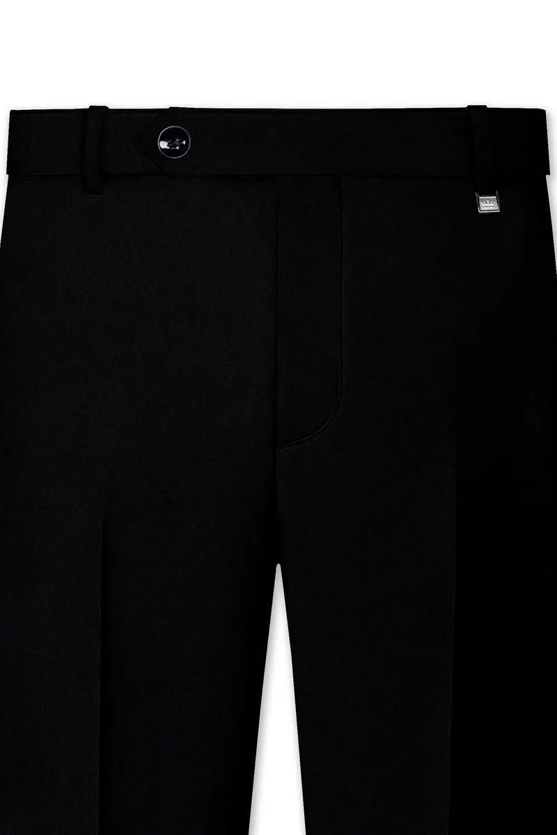 Kuro-Japanese Black 4-Way Stretch Wrinkle-Free Wool Rich Single Breasted Suit 12