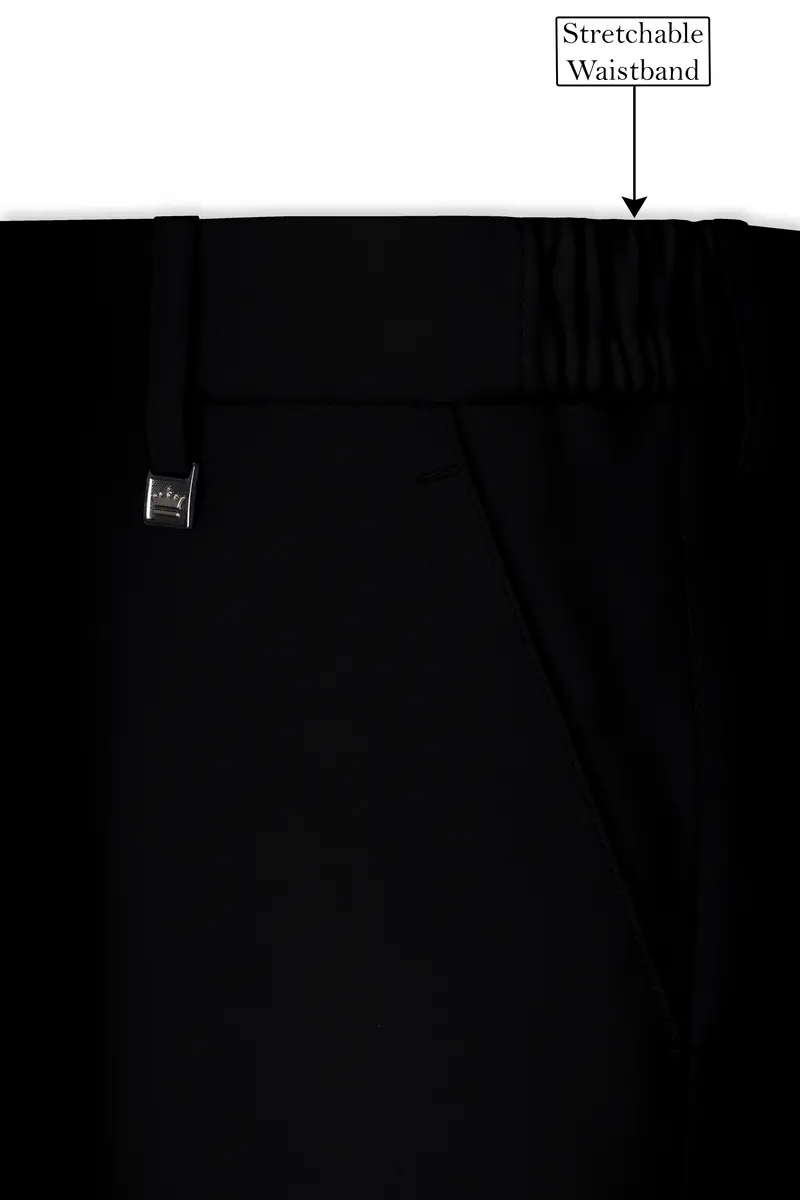 Kuro-Japanese Black 4-Way Stretch Wrinkle-Free Wool Rich Single Breasted Suit 15