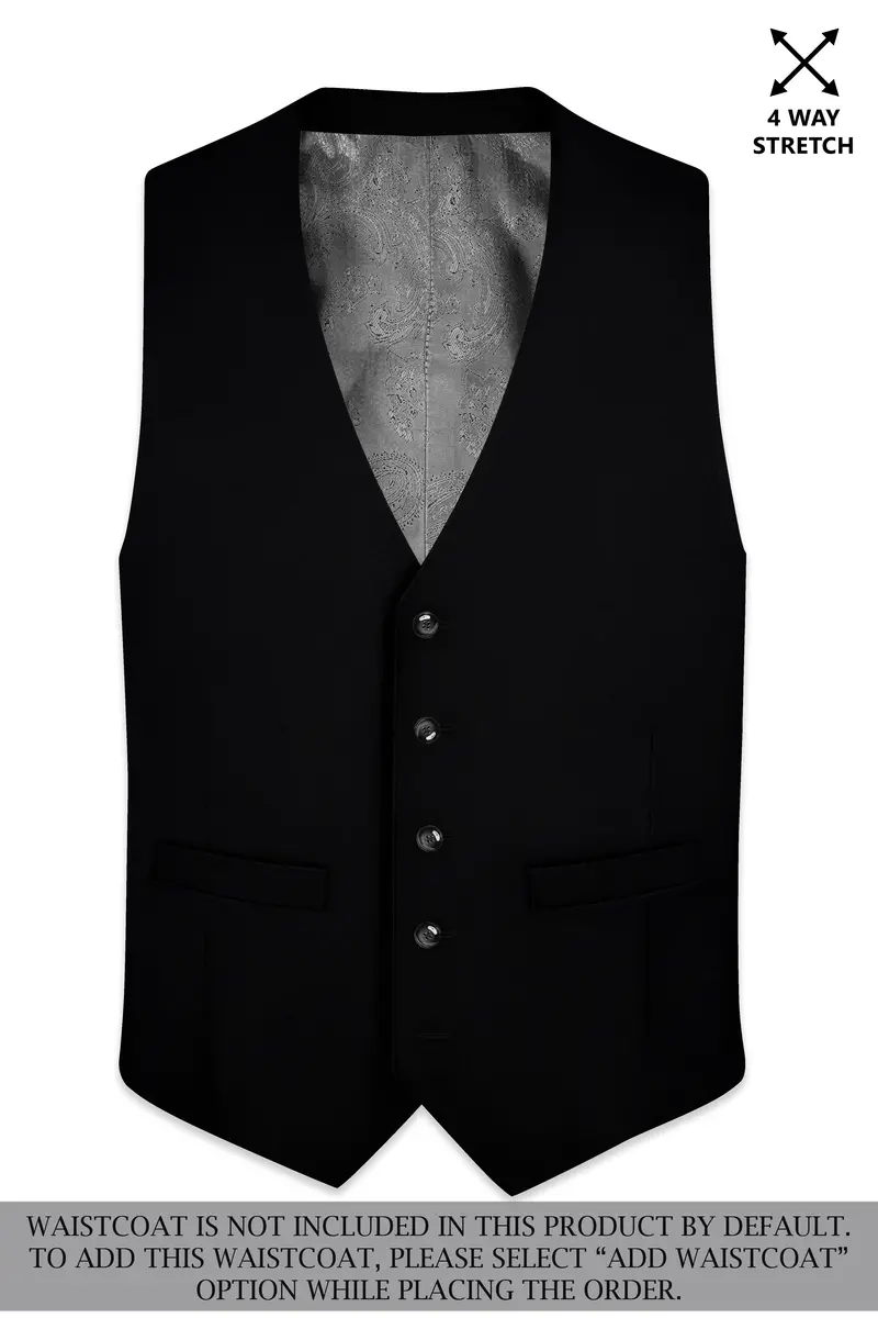 Kuro-Japanese Black 4-Way Stretch Wrinkle-Free Wool Rich Single Breasted Suit 16