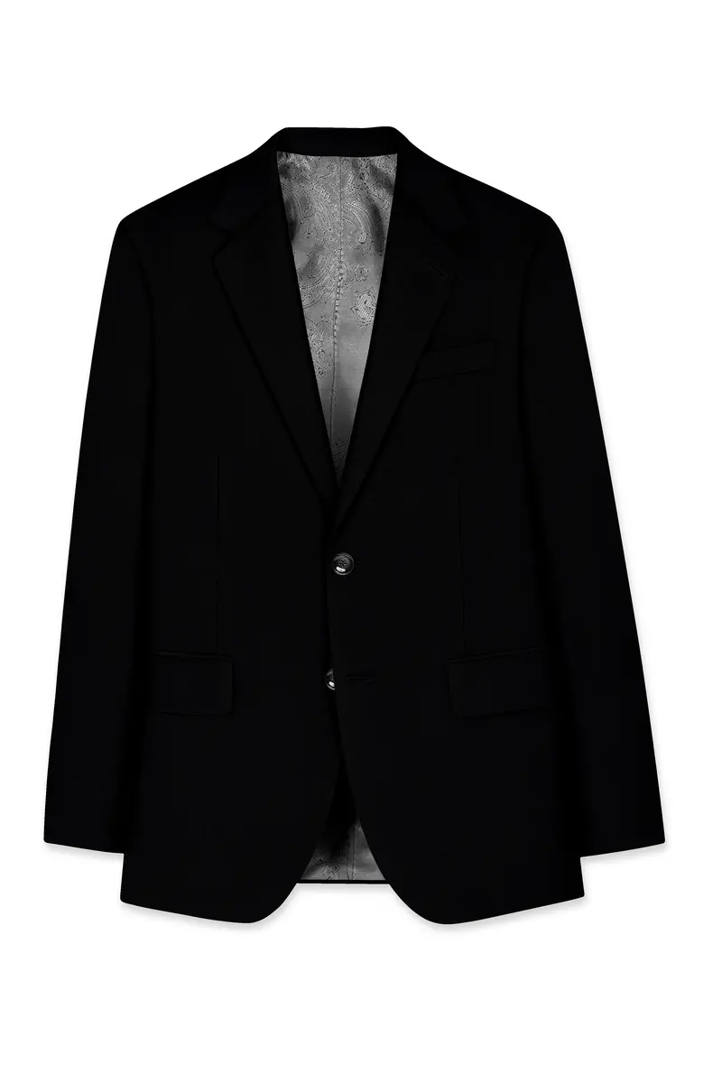 Kuro-Japanese Black 4-Way Stretch Wrinkle-Free Wool Rich Single Breasted Suit 8