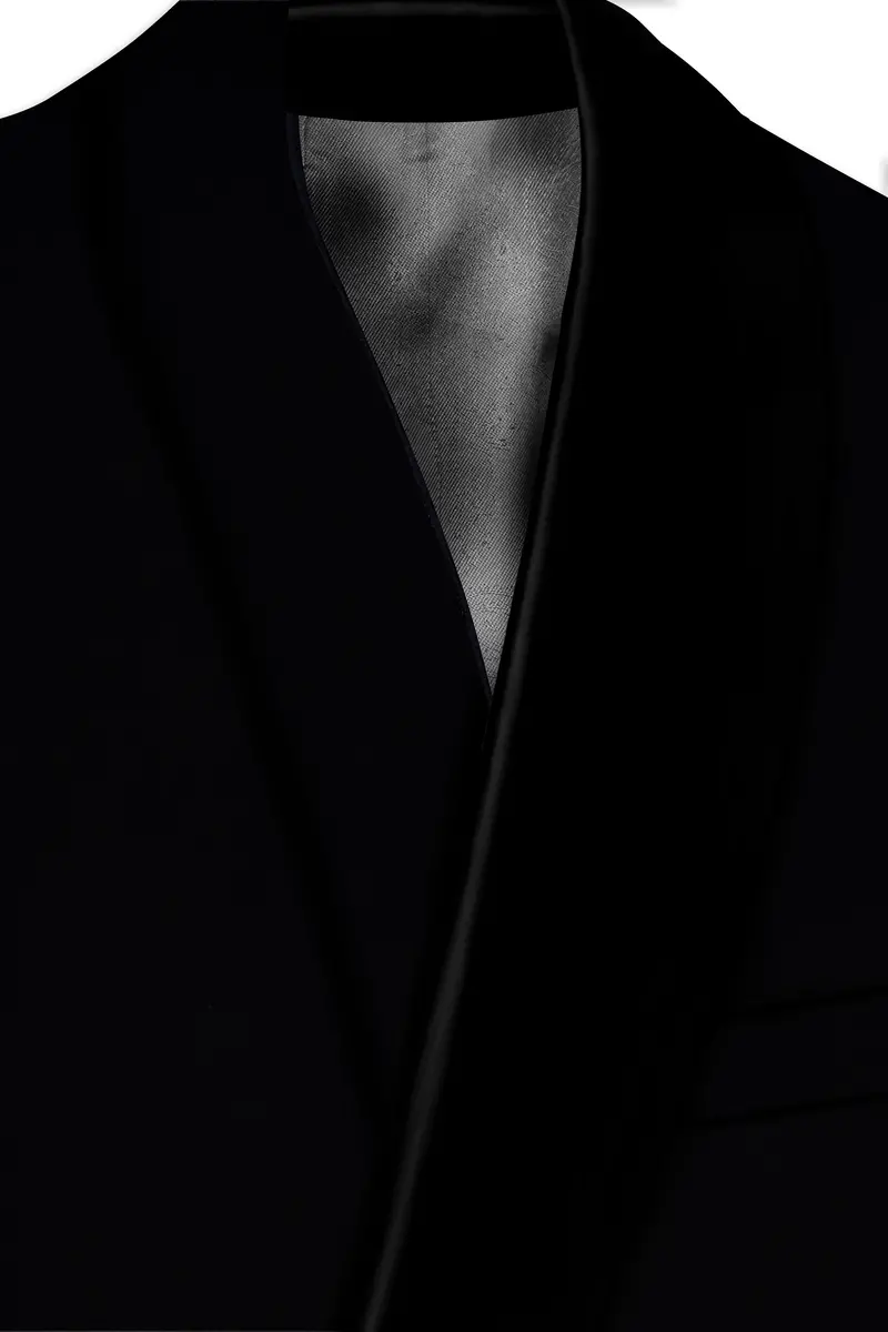 Kuro-Japanese Black 4-Way Stretch Wrinkle-Free Wool Rich Tuxedo Blazer 4