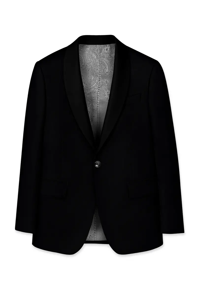 Kuro-Japanese Black 4-Way Stretch Wrinkle-Free Wool Rich Tuxedo Blazer 7