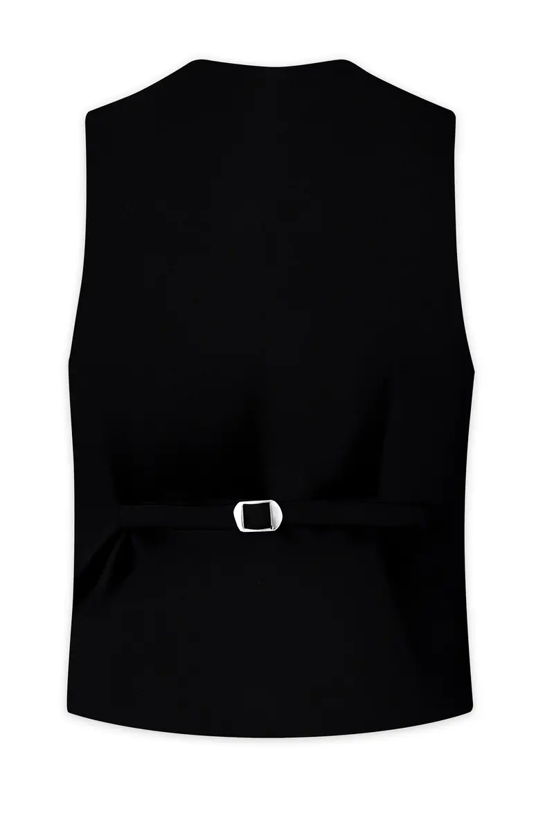 Kuro-Japanese Black 4-Way Stretch Wrinkle-Free Wool Rich Waistcoat 4