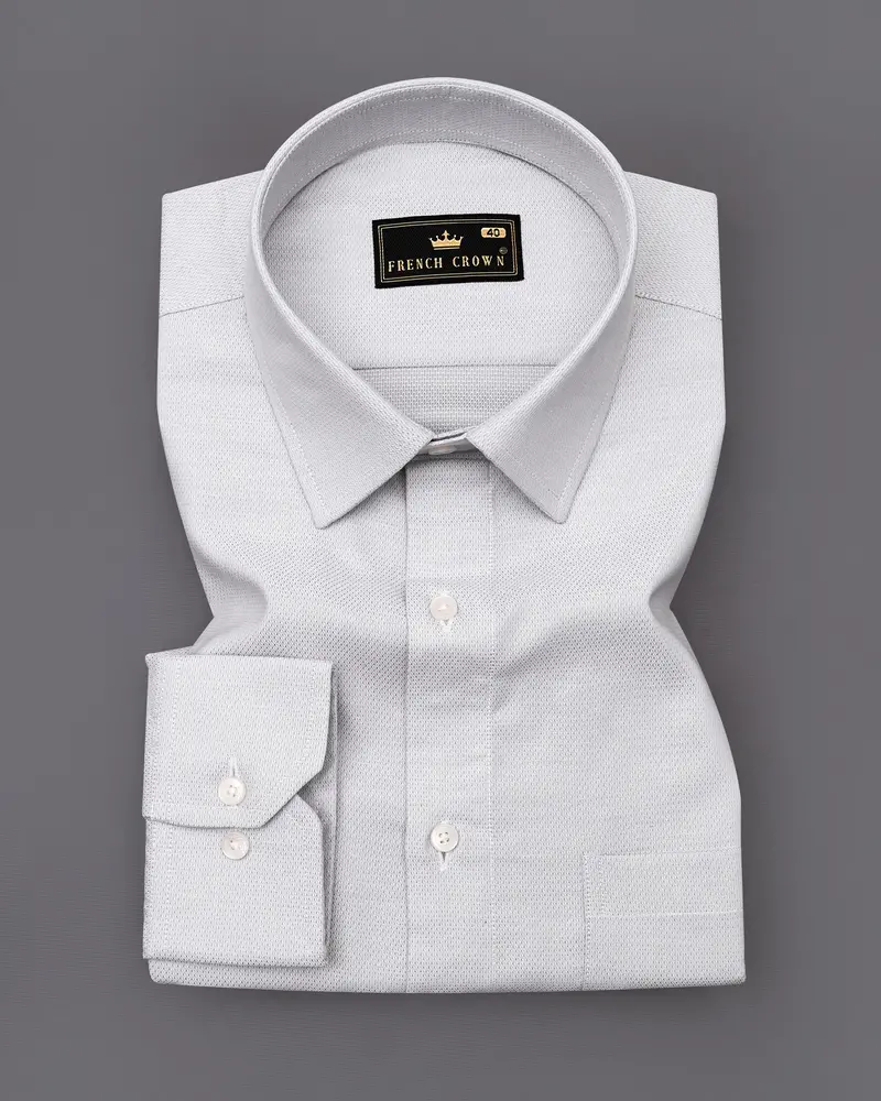 Languid Gray Dobby Textured Premium Giza Cotton Shirt 3