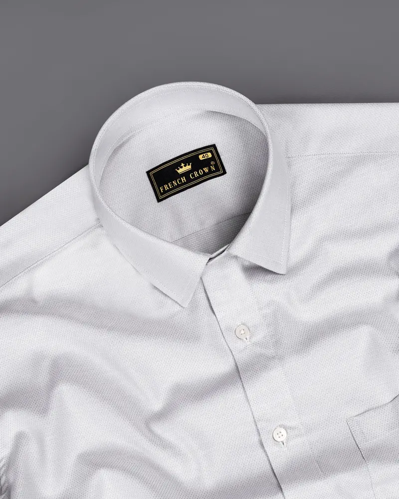 Languid Gray Dobby Textured Premium Giza Cotton Shirt 4
