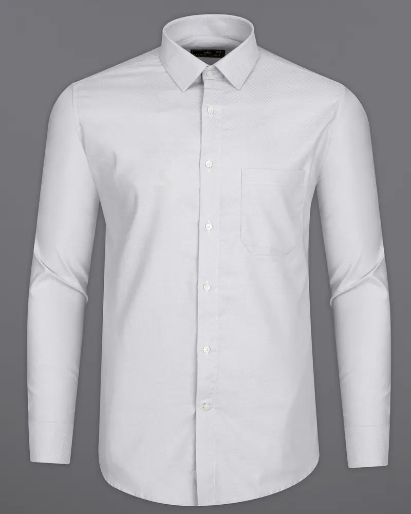 Languid Gray Dobby Textured Premium Giza Cotton Shirt 5