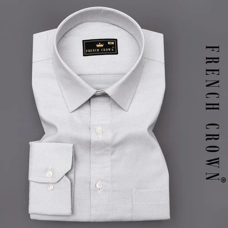 Languid Gray Dobby Textured Premium Giza Cotton Shirt 7