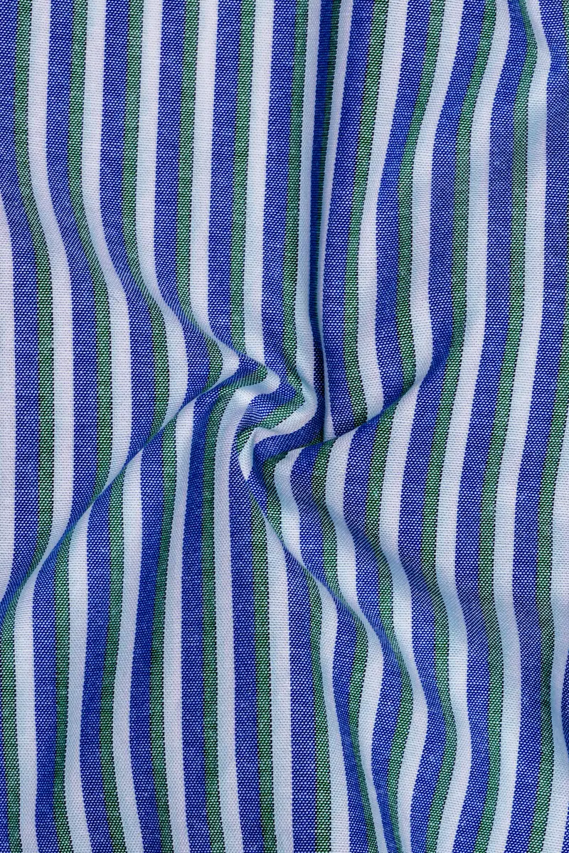 Languid Lavender With Warm Blue And Turquoise Gray Striped Oxford Premium Cotton Boxer 3