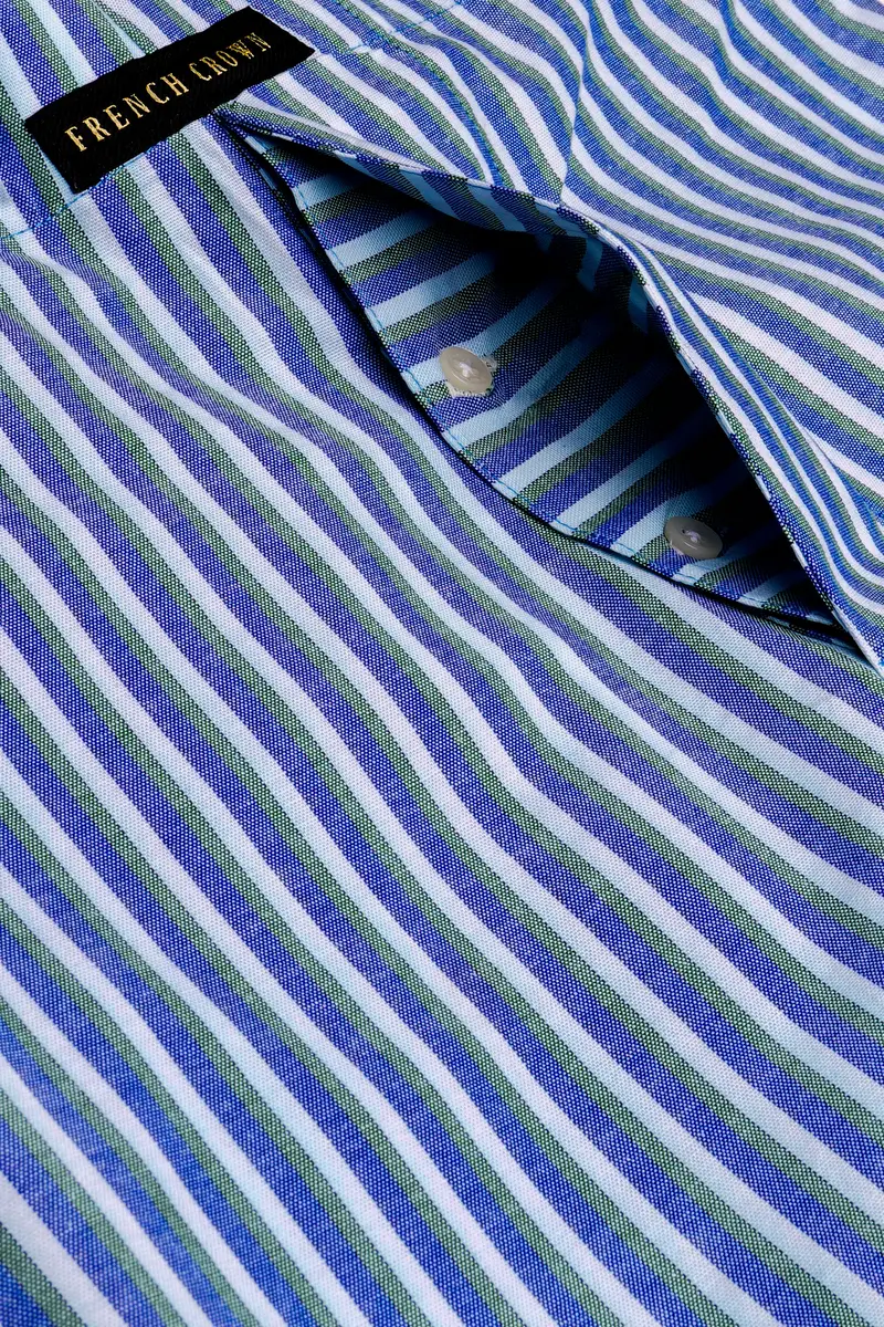 Languid Lavender With Warm Blue And Turquoise Gray Striped Oxford Premium Cotton Boxer 4