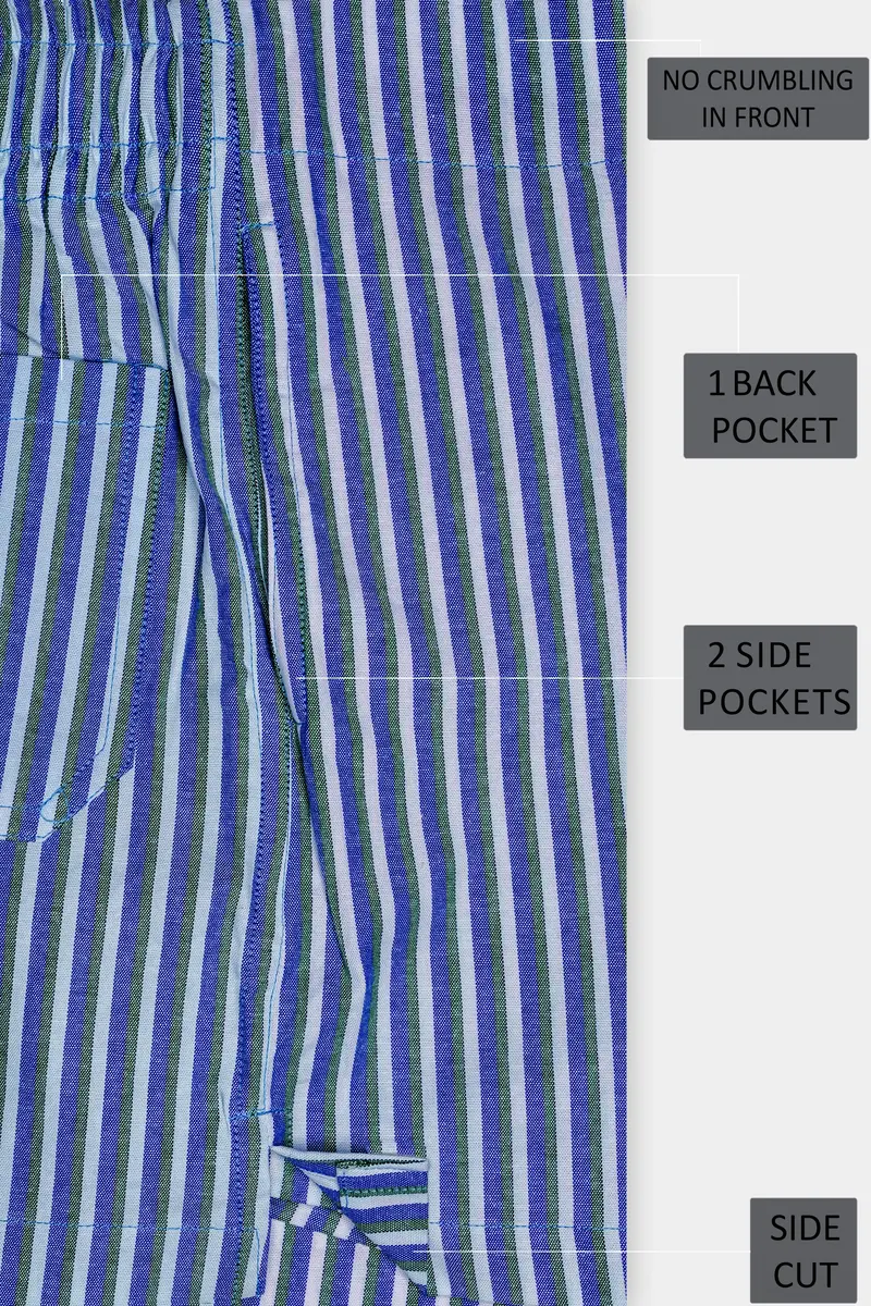 Languid Lavender With Warm Blue And Turquoise Gray Striped Oxford Premium Cotton Boxer 5