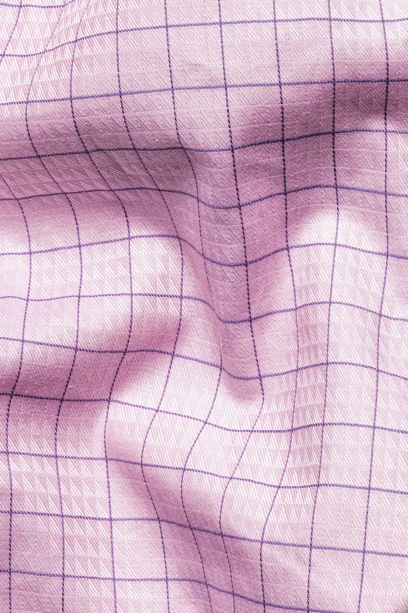 Languid Pink Checkered Dobby Textured Premium Giza Cotton Shirt 2