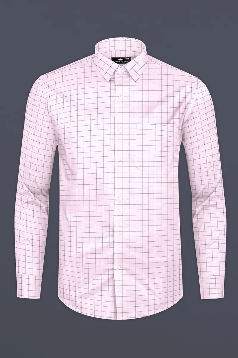 Languid Pink Checkered Dobby Textured Premium Giza Cotton Shirt 4