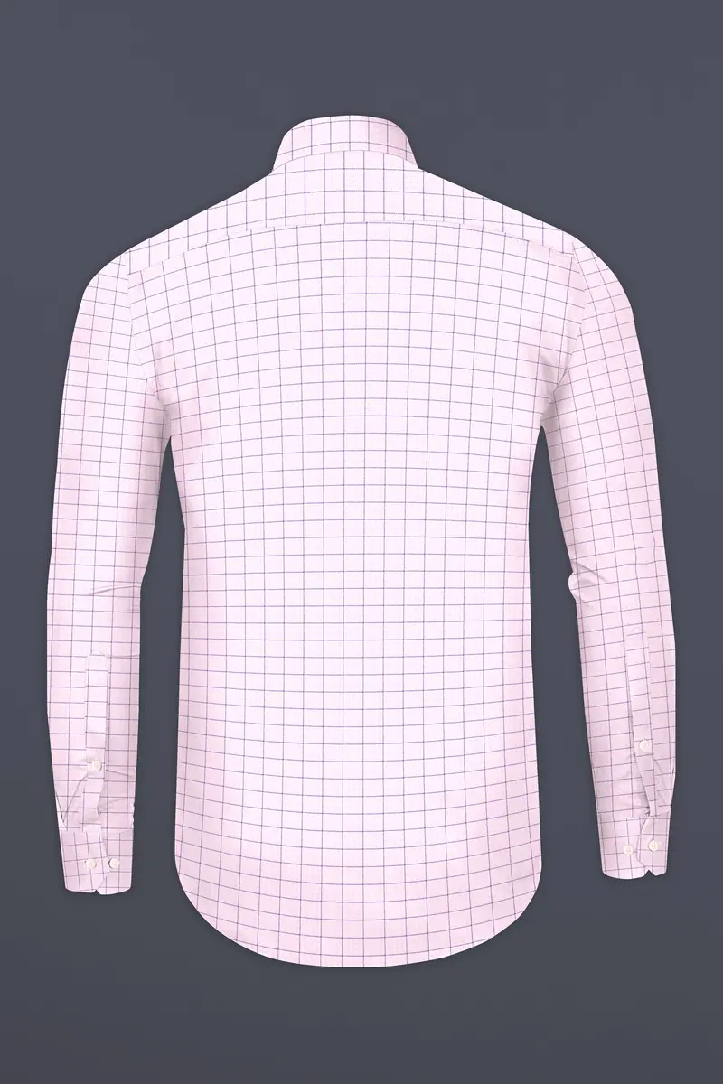 Languid Pink Checkered Dobby Textured Premium Giza Cotton Shirt 5