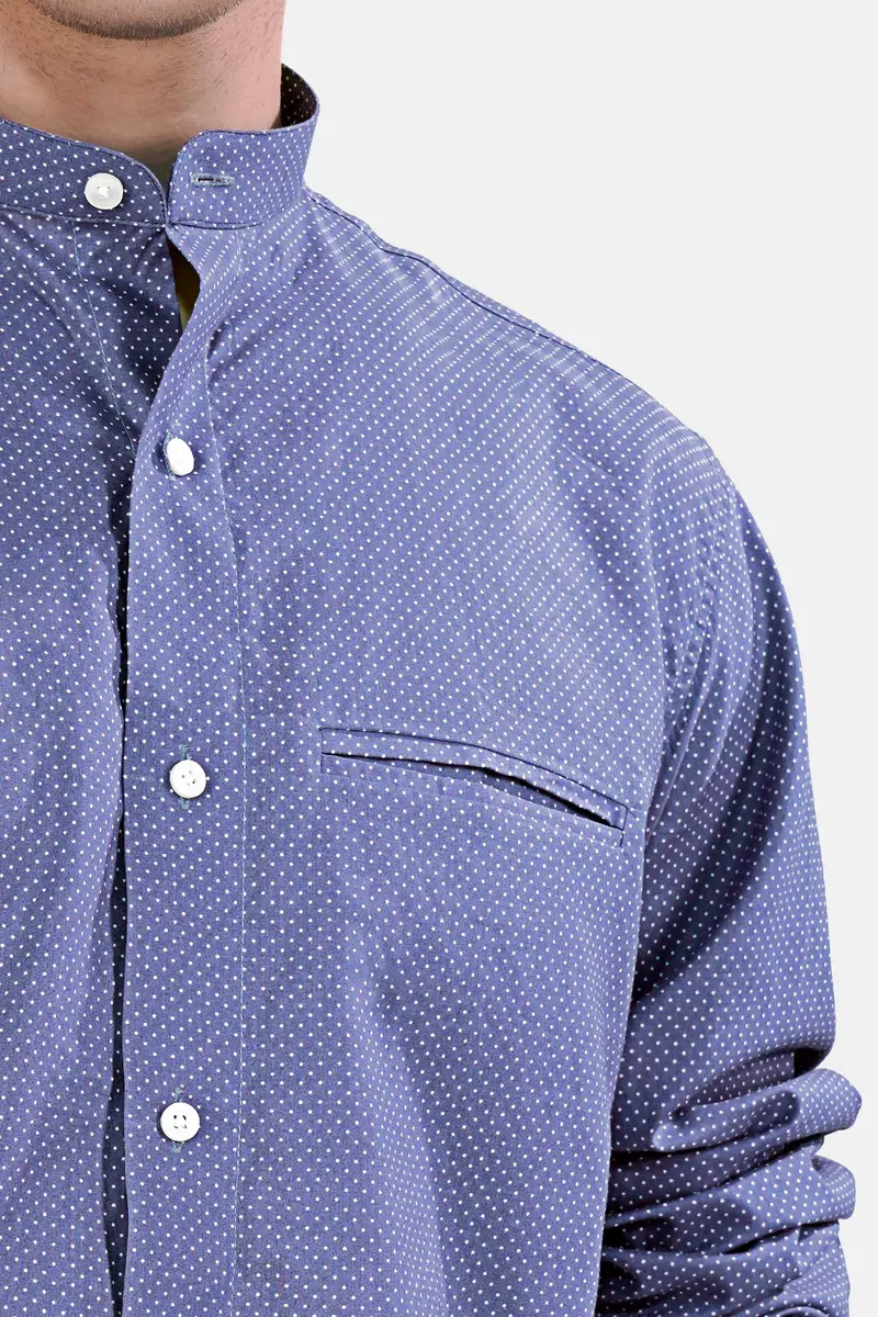 Lapis Blue And White Dots Subtle Sheen Super Soft Premium Cotton Designer Shirt 2