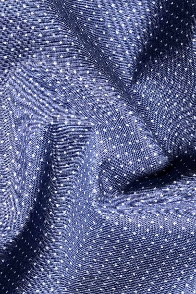Lapis Blue And White Dots Subtle Sheen Super Soft Premium Cotton Designer Shirt 3