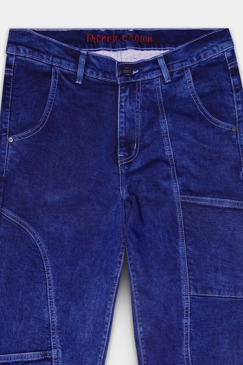 Lapis Blue Rinse Washed Stretchable Denim 4