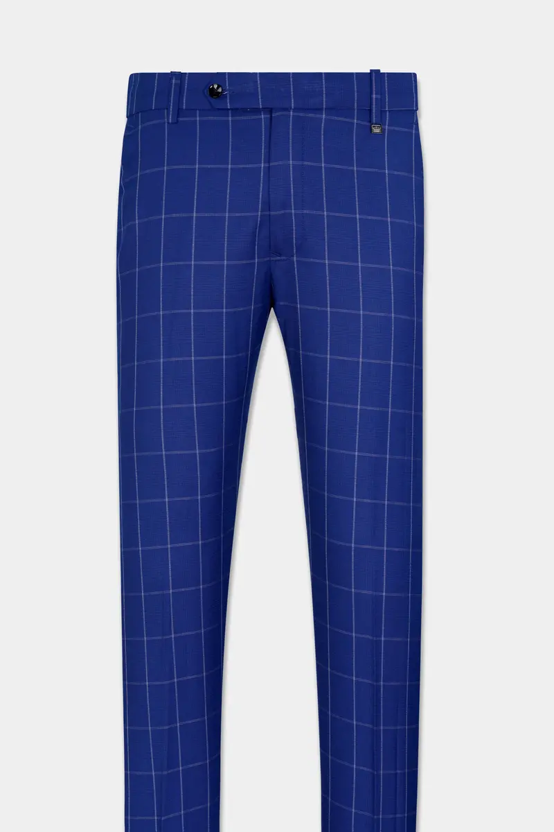 Lapis Blue Windowpane Wool Rich Double Breasted Suit 12