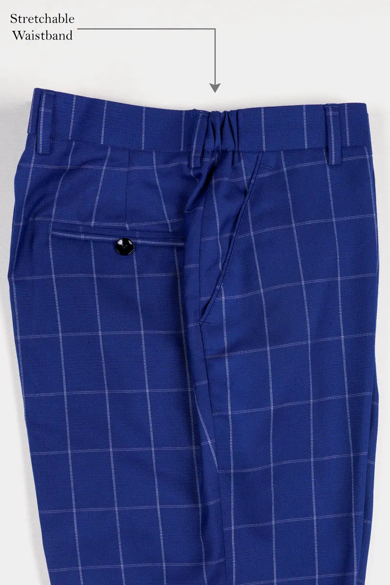 Lapis Blue Windowpane Wool Rich Double Breasted Suit 15