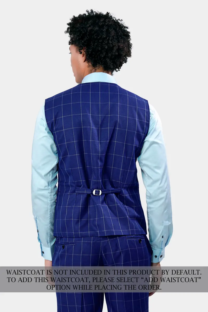 Lapis Blue Windowpane Wool Rich Double Breasted Suit 9